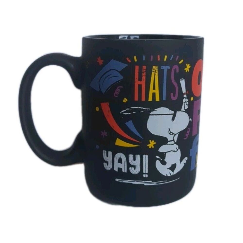 Peanuts Snoopy Graduation Coffee Mug Hats Off Tea Cup Black 2025 NEW